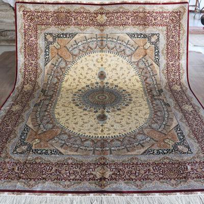 China Henan Bosi silk carpet 8' persian silk turkish sector woven rugs handmade home textile rug lowe prices x10 for sale