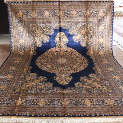 China Persian/Turkish Henan Bosi 9' x12 Large Color Microfiber Blue Noble Traditional Silk Carpet Handmade Persian Silk Rug for sale