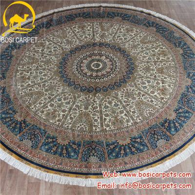 China Single Henan Bosi 10' x10 Round Persian Handmade Silk Rug Turkish Hand - Woven Silk Rug for sale