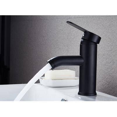 China Hot Selling Sense Faucets Black Lacquer Drawing Hot And Cold Single Cold Water Basin Faucet for sale