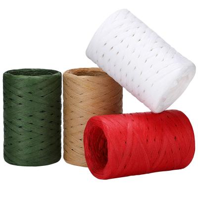 China 90m Christmas Raffia DIY Convenient Ribbon Bows 4 Colors Twisted Paper Twine Decorative Rope For Gift Wrapping for sale