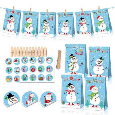 China 24pcs/set Recyclable Christmas Wrapping Paper Gift Bags Christmas Stickers Set Candy Food Cookies Wrapping Paper Bags Gift Wrapping Bags Set for sale