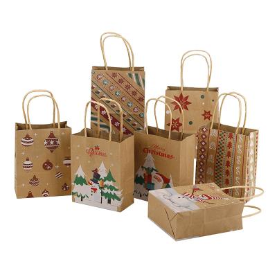 China Recyclable High Quality Custom Logo Printed Kraft Paper Shopping Bag With Handle Christmas Paper Bags for sale