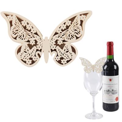 China Handmade Butterfly Wine Crafts Cardboard Lace Templates Paper Laser Cut Wine Home Decor Wholesale Home Decoration for sale