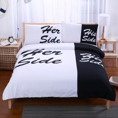 China New Design TWILL Letter Printing Fashionable 100% Polyester Two Color Bedding Set For Couples for sale