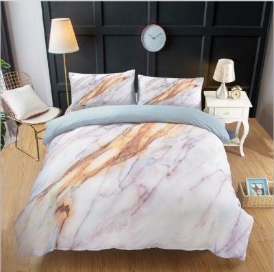 China New Design Twill Marble Pattern 3D Printing Fashionable 100% Polyester 4PCS Bedding Set for sale