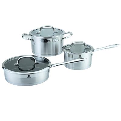 China 6pcs Sustainable Straight Shape Candy Cooking Pot Stainless Steel Cookware Set for sale