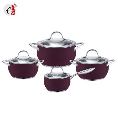 China Realwin Sustainable Color Coating Belly Form Stainless Steel Pot Casserole Cookware Cookware Set for sale