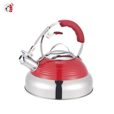 China Realwin Viable 2.5 Quart Handle Stainless Steel Stovetop Ergonomic Coffee Teapot Whistling Kettle for sale