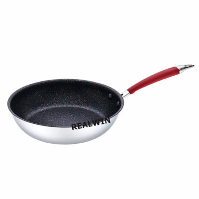 China Sustainable Classic Stainless Steel Frying Pan, Non Stick Grill Pan Frying Pan, Stainless Steel Frying Pan Silver for sale