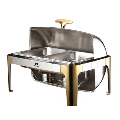 China Realwin Eco-friendly Gold Leg Stainless Steel Restaurant Chafing Dish Buffet Food Warmer for sale