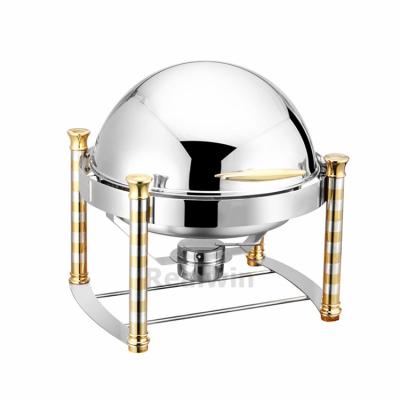 China Hotel Restaurant Eco-friendly Realwin Design Round Stainless Steel Buffet Serving Dish Chafing Dish Food Warmer for sale