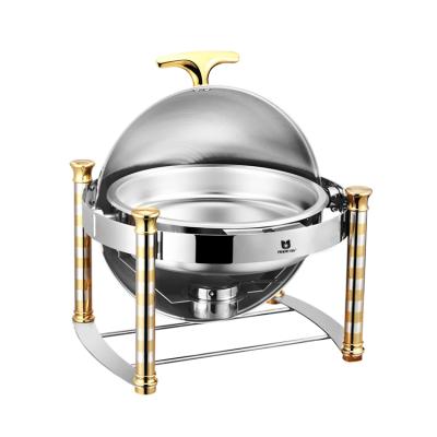 China Eco-friendly 6L hotel normal restaurant design stainless steel buffet chafing dish round hot food warmer for sale