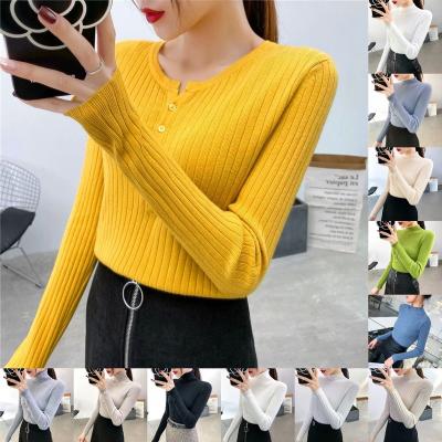 China Anti-pilling 2023 autumn and winter edition women's sweater knitwear elastic women's summer solid color base for sale