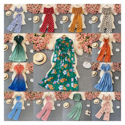 China 2024 Summer Anti-Static Print Long Dress Button V-Collar Full Sleeve Dress for sale