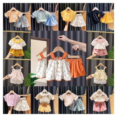 China Wholesale Viable Children's Clothing Set 3-12 Years Casual Clothes Girls Dress Printed T-shirt Shorts Cotton Children's Set for sale