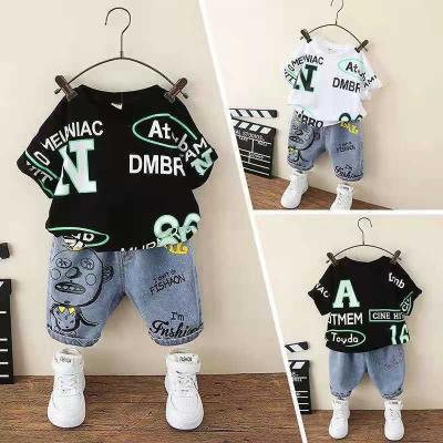 China Smart casual children's short sleeve set pure cotton summer boys' Korean baby clothes girls' T-shirts wholesale children's clothing for sale