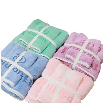 China Hilton Towel Set Home Hotel Antimicrobial Use 100% Microfiber Bath Towel Set for sale