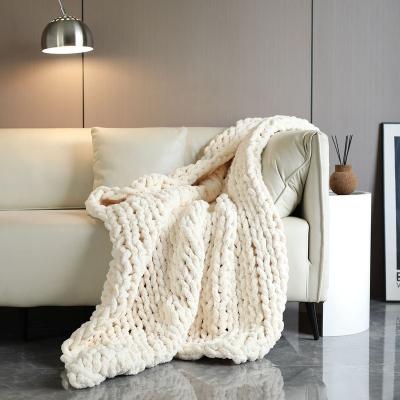 China Anti-Static Chunky Knit Blanket Customized Size - Beige Chenille Chat Blanket (60