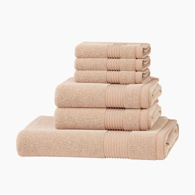 China Hot Sale Luxury 100% Cotton QUICK DRY 6 Pcs Towel Set Bathroom Towel Set Hand Bath Towel Customize Logo for sale