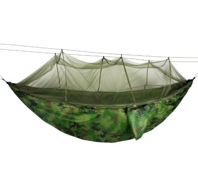 China Straight Tying Type 210T Parachute Travel Camping Nylon Lightweight Outdoor Hammock With Mosquito Net for sale