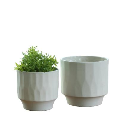 China Modern design modern ceramic pots in two colors white and light gray colored clay for home decor for sale