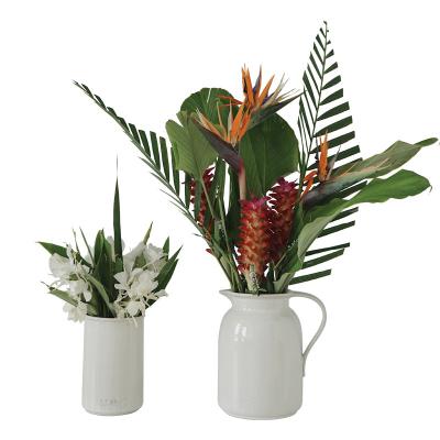 China Modern Nordic Simple Style Ceramic White Color Hydroponic Planter+Plant Vases Green Liner,Modern Elegant Tabletop Vase Support for sale