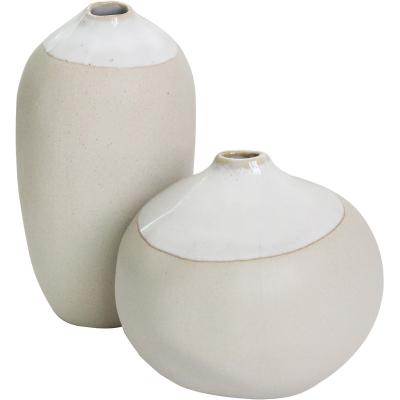 China Contemporary Natural Clay Stoneware Ceramic Flower Vases With White Reactive Glaze For Home Decor for sale