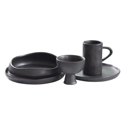 China Hot Selling Nordic Style Irregular Shape Stoneware Ceramic Tableware Set Viable For Home And Restaurant Use for sale