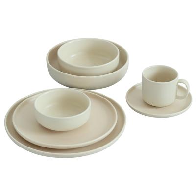 China Round Shape Viable Matte Luster Japanese Style Ceramic Dishes Dinnerware Sets For Restaurant Home Use for sale