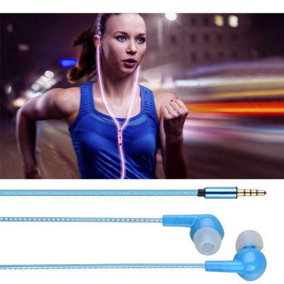 China Sichtbares flüssiges geführtes helles Kabel Sport Earbuds-Kopfhörer-3.5mm Jack verdrahtet in der Ohr-Stereolithographie zu verkaufen