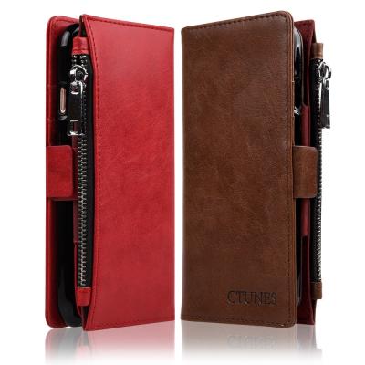 China Removable Wallet Folio Leather Magnetic Phone Protective Case With Zippered Pocket for sale