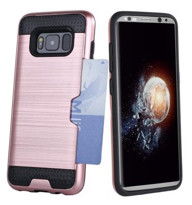 China Dual Layer PC / TPU Bumper Credit Card Holder Protective Case For Samsung Galaxy S8 for sale