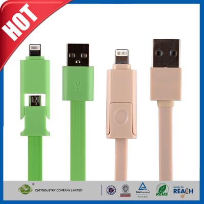 China Samsung/Iphone-Handy USB-Kabel, 2 Mikrodaten-Aufladungskabel der synchronisierungs-In1 zu verkaufen