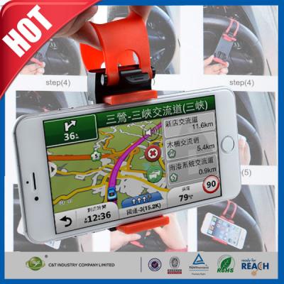 China Las manos del zócalo de la hebilla del clip del soporte de coche de GPS del teléfono móvil liberan en el volante del coche en venta