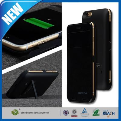 China 4800mAh Flip Leather Power Bank Backup Cell Phone Battery Case Stand For 4.7 Iphone 6 for sale