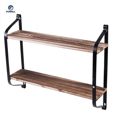 China Sustainable Rustic Wall Mounted Universal Floating Shelving Unit 2-Tier Storage for sale