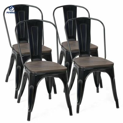 China Moment To Clean 18 Inch Height Stackable Style Metal Wood Dining Chair for sale