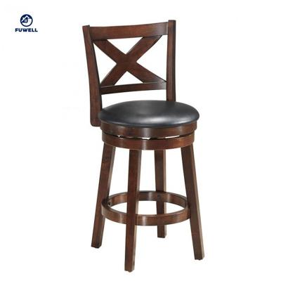 China Vintage And Sleek Swivel X-back Upholstered Counter Height Bar Stool With PVC Cushioned Seat for sale