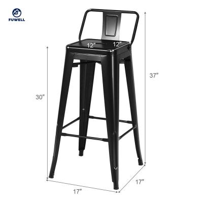 China Counter Height Metal Barstools 30 Inch Counter Height Metal Barstools With Low Back And Rubber Feet for sale