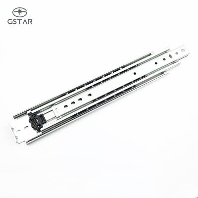 China 3 Fold+Full Extension Other Furniture Hardware 76Mm Heavy Duty Drawer Slides Telescopic Soft Close Drawer Slides Locking Rail for sale