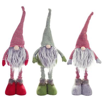 China Plush Christmas Decorations New Nordic Striped Faceless Doll Stance Figure Santa Stretching Figure for sale