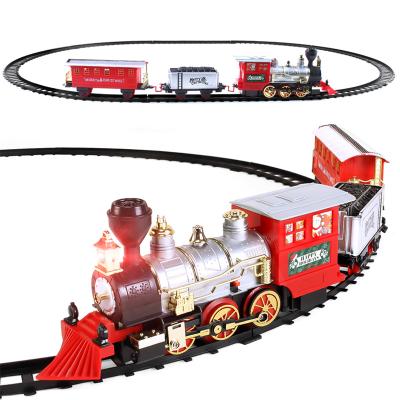 China Platic Lights and Sounds Christmas Toy Train Set Railway Track Kits for Christmas Kids Toys for sale