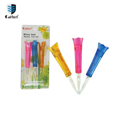 China Durable Plastic Golf Tees Mixed Holder Plastic Golf Ball Caiton Color 80mm Golf Tees Accessories for sale