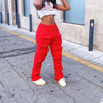 China Women's Plus Size Tracksuits Harajuku Joggers Streetwear Mall Goth Cargo Red Stacked Pants Plus Size KYK2070 High Walking Pants for sale