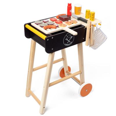 China Eco-friendly Material wooden montessori  education Toy Kitchen Pretend Play Games Cooking BBQ Grill Kabob Toys For kids Boys Girls Toddler Aged 3-8 for sale