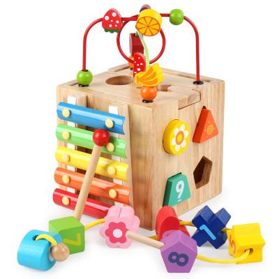 China Eco-friendly Material Baby  Wooden Activity Cube Montessori Toys  Montessori Toys for Toddlers Educational Toys First Birthday Gift for sale