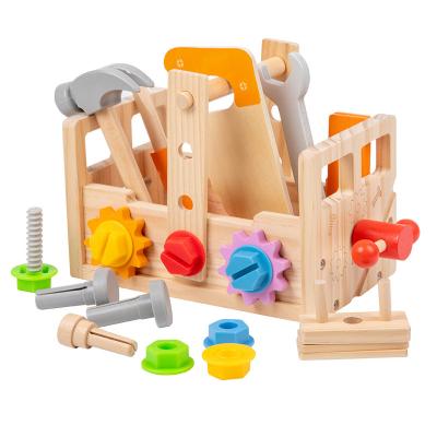 China Eco-friendly Material Educational Wooden Toys Repair Tool Indoor Play Game Kids Pretend Play Toy Disassembly Tool Table Maintenance Toy for sale