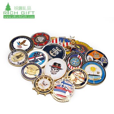 China Custom Gold Brass Military Navy Souvenir Antique Maker Europe China Maker No Minimum Maker 3D Metal Challenge 3D Coins With Logo for sale