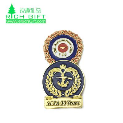 China Europe Factory Supply Brass Stamped Gold Plating Embossed Soft Enamel 3D Logo Scout Lapel Pin Badge for sale